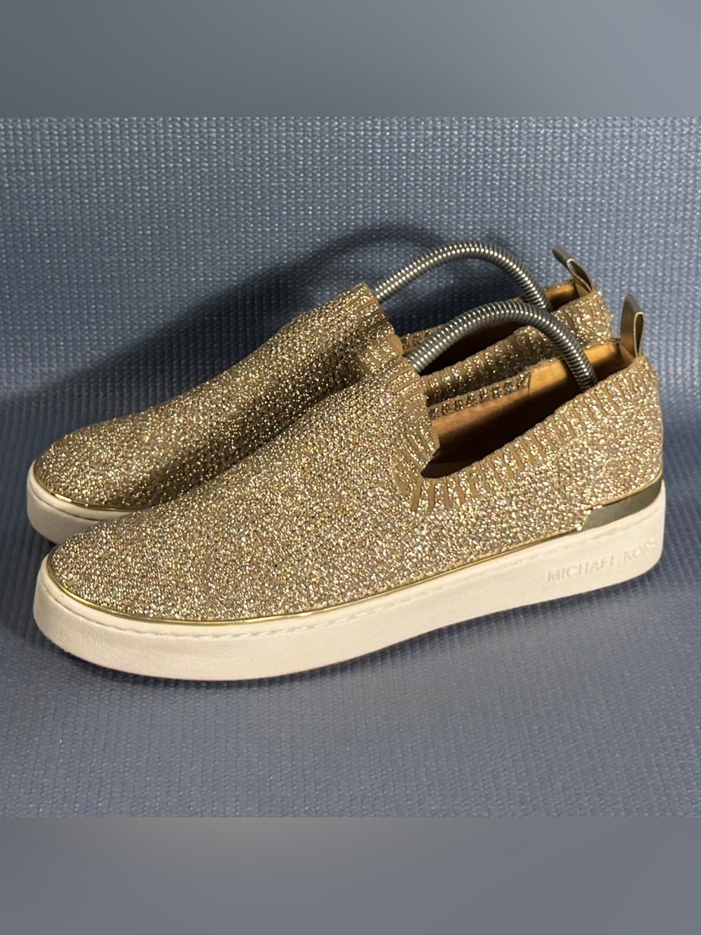 Michael Kors Keaton Pretty Golden Glitter Slip-On Women’s Shoes Size 10